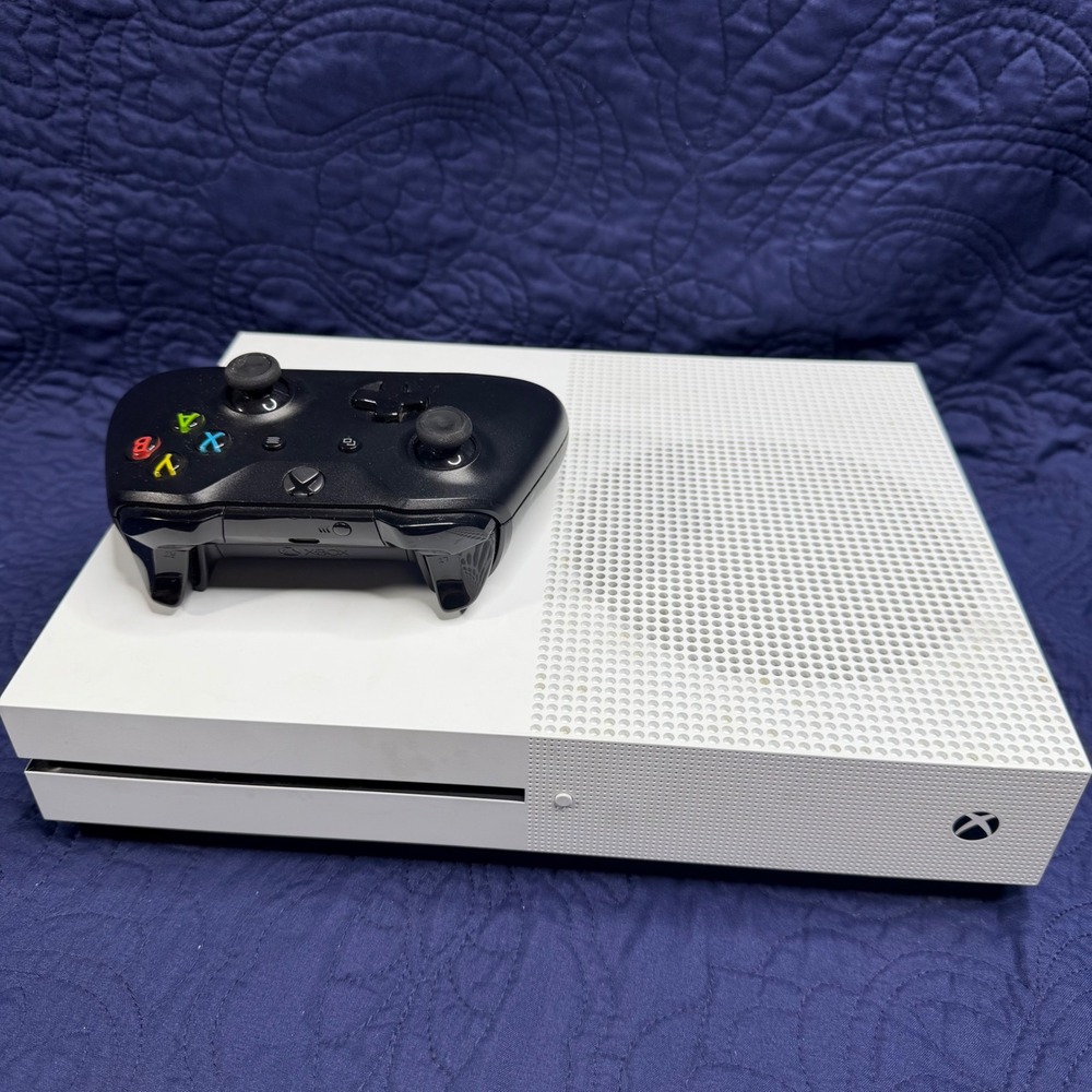 Microsoft Xbox One S Console Model 1681 1TB White with Black Controller Bundle